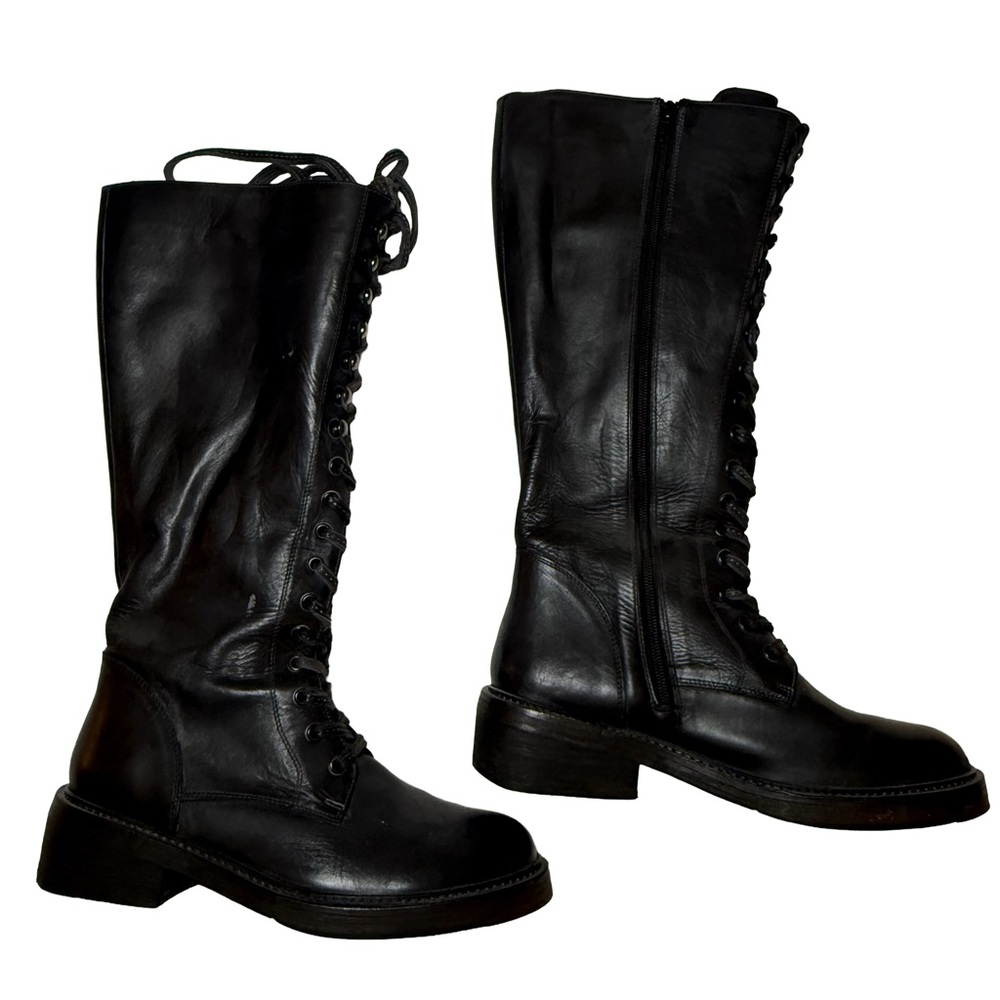 Sleek Black Lace-Up Women's Boots
